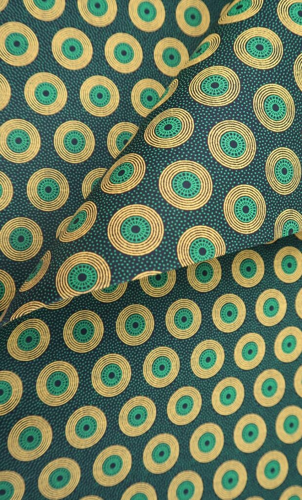 tessuto shweshwe smeraldo Da Gama originale con logo Three Cats 100% cotone made in Sudafrica scatto 3