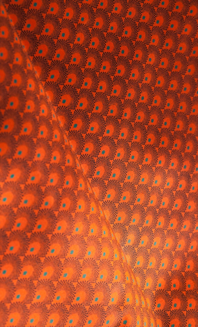 tessuto shweshwe arancia Da Gama originale con logo Three Cats 100% cotone made in Sudafrica scatto 3