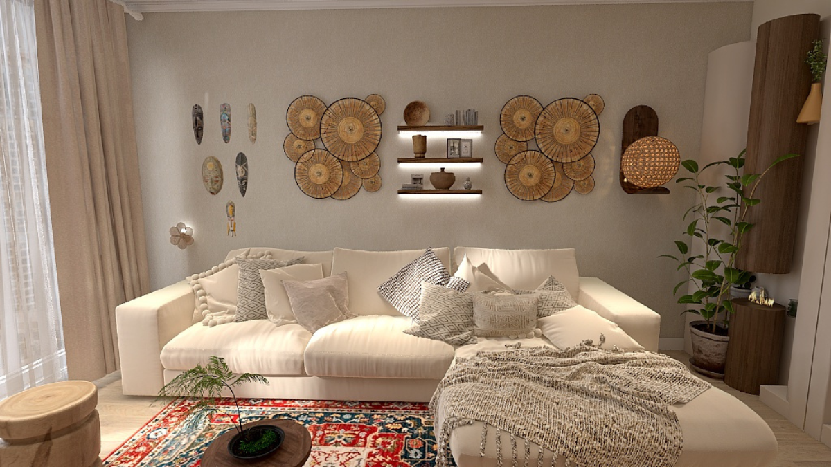 Living con mix di stili etnico e boho chic